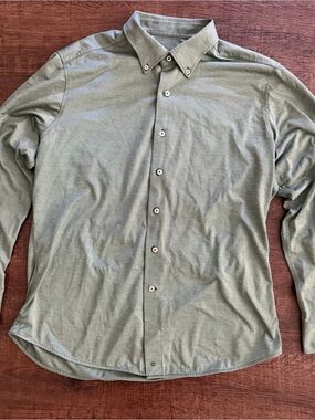 David Donahue Fusion Olive Green Button-Down Shirt